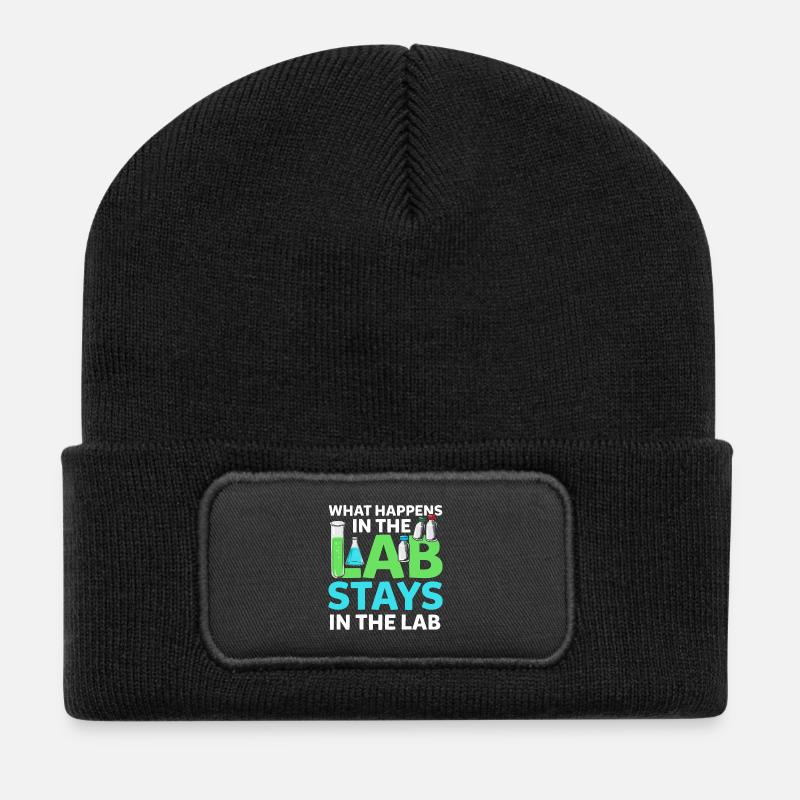 What Happens In The Lab Stays In Lab Chemistry Lab - Recycled Patch Beanie - black