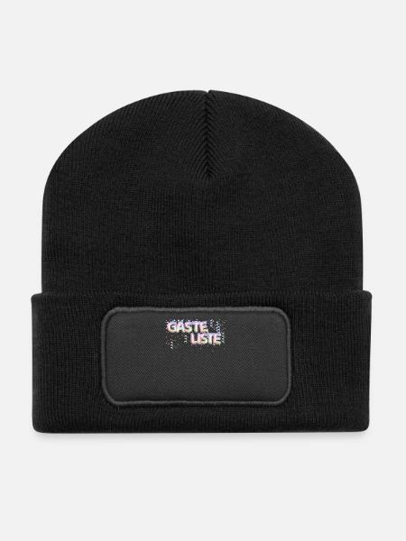 Gästeliste Einweihungsparty Verlobung Geburtstag - Recycelte Patch Beanie - Schwarz