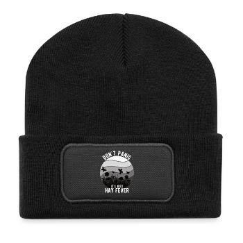 "Don't Panic It's Just Hay Fever" Hay Fever - Recycled Patch Beanie - black - Front
