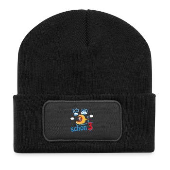 ich bin schon 3 - Recycelte Patch Beanie - Schwarz - Vorne