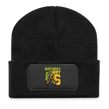 6ème anniversaire Motocross Dirt Bike - Beanie recyclé à patch - noir - Devant
