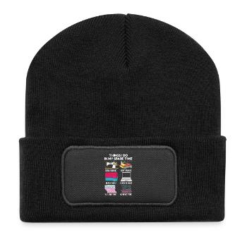 Couture - Beanie recyclé à patch - noir - Devant