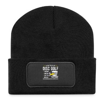 Disc Golf - Recycelte Patch Beanie - Schwarz - Vorne