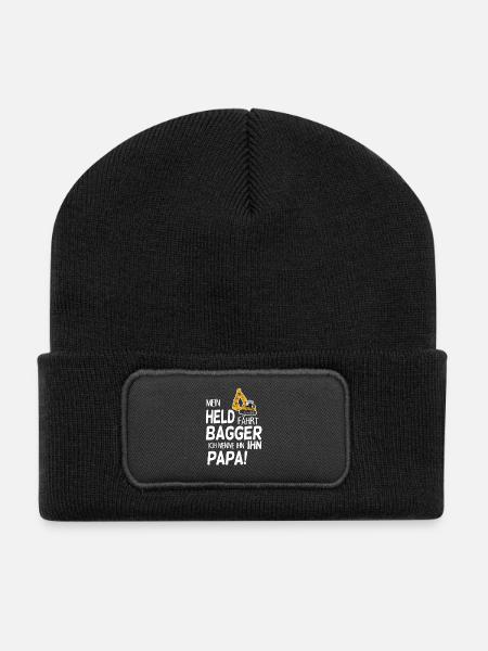 Bagger Held Papa Vater Geschenk - Recycelte Patch Beanie - Schwarz