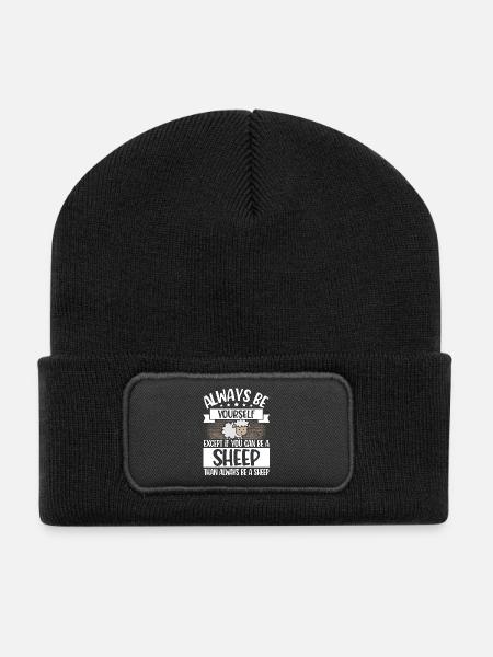 Schaf - Recycelte Patch Beanie - Schwarz