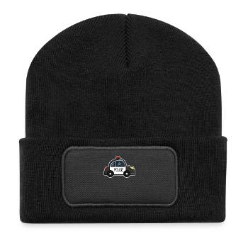 Voiture de police - Beanie recyclé à patch - noir - Devant