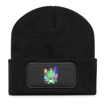 1. Geburtstag - 1 Jahr alt - Recycelte Patch Beanie - Schwarz - Vorne