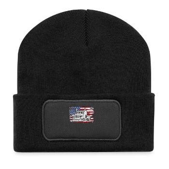 Camion USA Drapeau Chauffeur de camion - Beanie recyclé à patch - noir - Devant