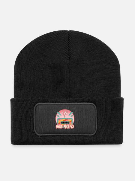 Mixtape Kassette 90s Kid Sterne Blitze - Recycelte Patch Beanie - Schwarz