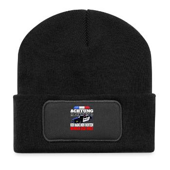 Polizei Bruder Bester Großer kleiner Kind Geschenk - Recycelte Patch Beanie - Schwarz - Vorne