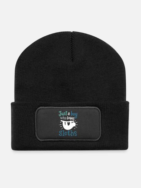 Sloths Sloth Lovers - Recycled Patch Beanie - black