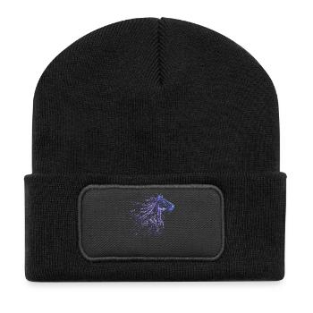 Pferde Gepunktet Pferd Reiten Reiterin Geschenk - Recycelte Patch Beanie - Schwarz - Vorne