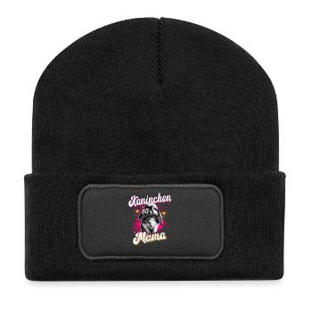 Kaninchen Mama - Recycelte Patch Beanie - Schwarz - Vorne