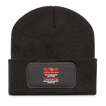 Gärtner Gärtnern Therapie Garten Spruch Geschenk - Recycelte Patch Beanie - Dunkelgrau - Vorne