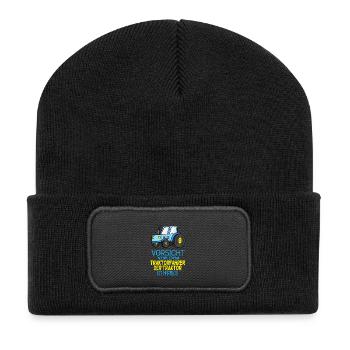 Trecker Traktorfahrer Geschenk - Recycelte Patch Beanie - Schwarz - Vorne