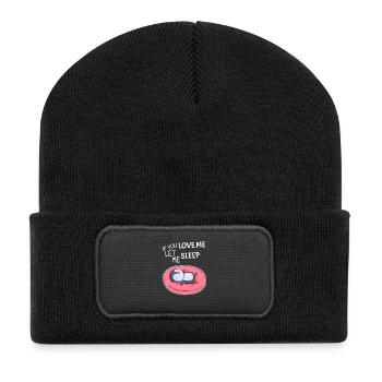 Lustiger Spruch lustige Sprüche Geschenk - Recycelte Patch Beanie - Schwarz - Vorne