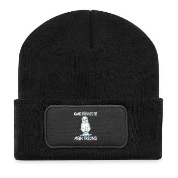 Eisbär dünnes Eis - lustiger Spruch - Recycelte Patch Beanie - Schwarz - Vorne