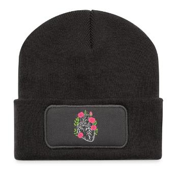 Cardiologue des fleurs de cœur humain - Beanie recyclé à patch - charbon - Devant