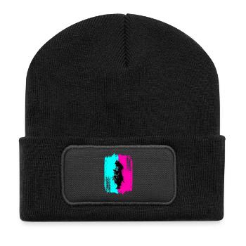 Black Samurai In A Turquoise And Pink Frame - Recycled Patch Beanie - black - Front