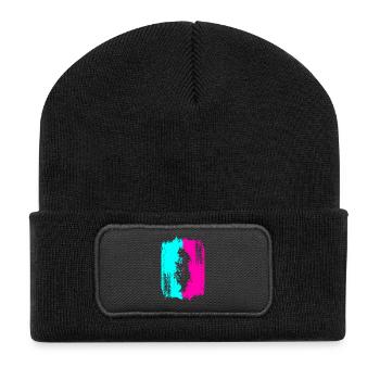 Samurai In A Turquoise And Pink Frame - Recycled Patch Beanie - black - Front