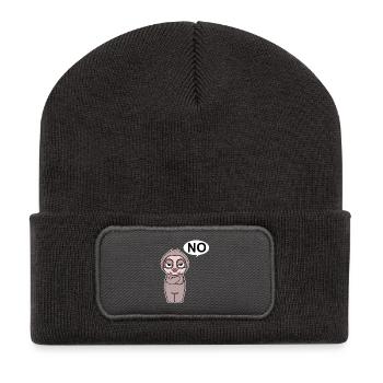 Le paresseux est énervé et dit non - Beanie recyclé à patch - charbon - Devant