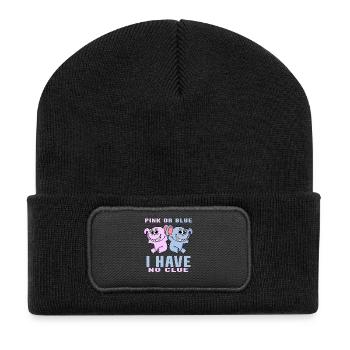 Rose ou bleu - Beanie recyclé à patch - noir - Devant