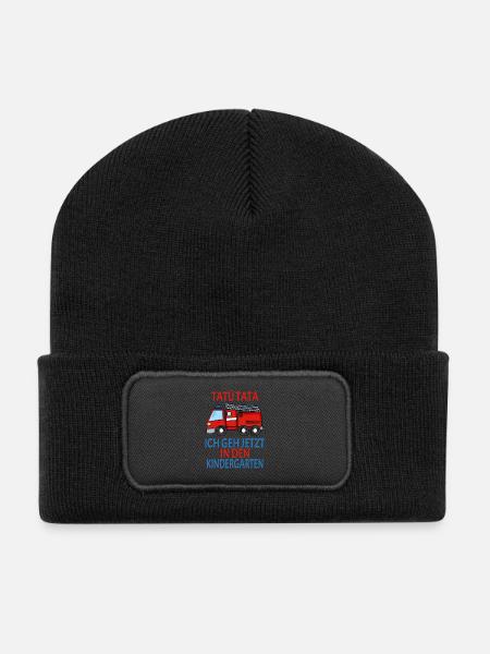 Kindergarten Feuerwehr Geschenk - Recycelte Patch Beanie - Schwarz