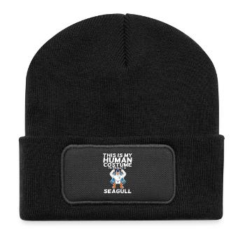 Möwe - Recycelte Patch Beanie - Schwarz - Vorne