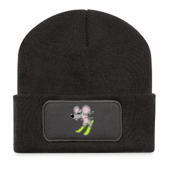 Ski Souris - Beanie recyclé à patch - charbon - Devant