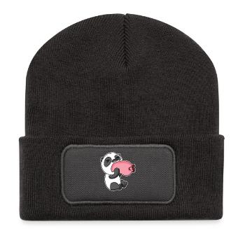 Panda with sausage - Recycled Patch Beanie - dark grey - Front