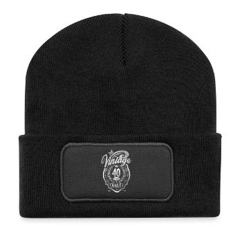 40. Geburtstag - Recycelte Patch Beanie - Schwarz - Vorne