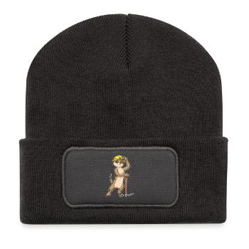 Erdmännchen Bergarbeiter Spitzhacke Bergbau - Recycelte Patch Beanie - Dunkelgrau - Vorne