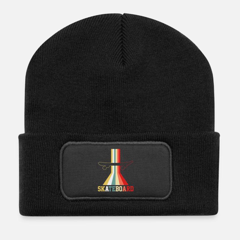 Skateboarden Skateboard Skateboarder Vintage - Recycelte Patch Beanie - Schwarz