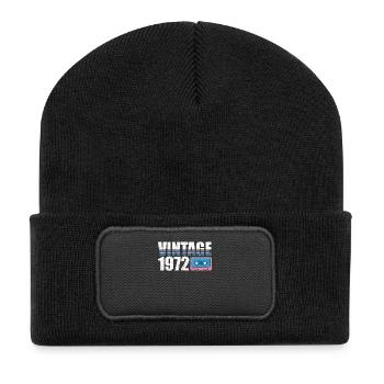 Vintage 1972 72 Birthday Retro Vintage Gift - Recycled Patch Beanie - black - Front