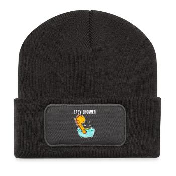 Baby Shower Giraffe Badewanne - Recycelte Patch Beanie - Dunkelgrau - Vorne