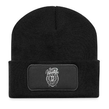 75th Birthday Vintage - Recycled Patch Beanie - black - Front