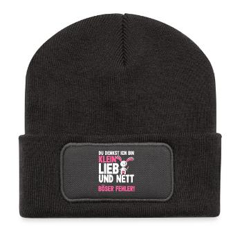 Böses Hasi Klein Lieb Und Nett Halloween Kostüm - Recycelte Patch Beanie - Dunkelgrau - Vorne