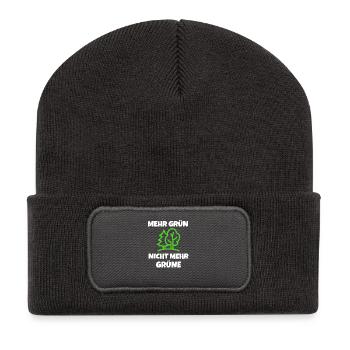 VERTS: Plus de verts - pas plus de verts! - Beanie recyclé à patch - charbon - Devant