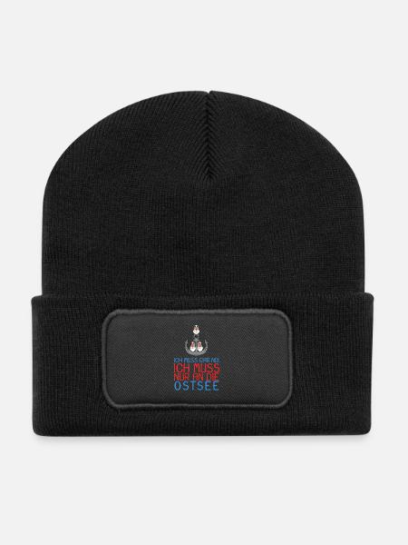 Ostsee Anker Möwe Geschenk - Recycelte Patch Beanie - Schwarz