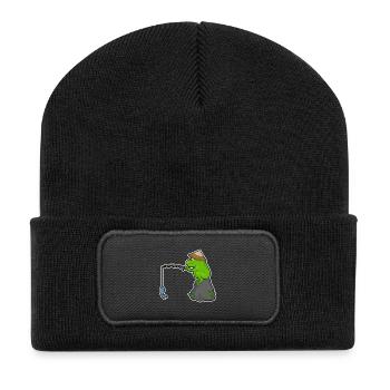 Pêche au poisson pêcheur grenouille - Beanie recyclé à patch - noir - Devant