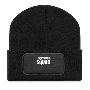 St. Patrick's Day Kobold Irisch - Recycelte Patch Beanie - Schwarz - Vorne