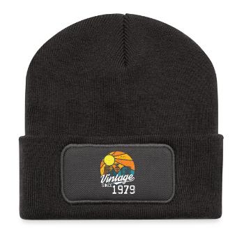 Vintage 1979 79 Geburtstag Retro Jahrgang Geschenk - Recycelte Patch Beanie - Dunkelgrau - Vorne