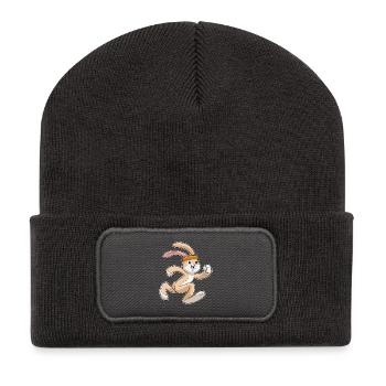 Hase Jogger Joggen Sport - Recycelte Patch Beanie - Dunkelgrau - Vorne