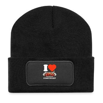 I Love Currywurst - Fast Food Fan - Wurst Kult - Recycelte Patch Beanie - Schwarz - Vorne