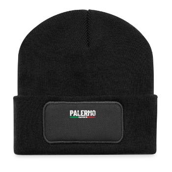 Palermo Italien Flagge - Recycelte Patch Beanie - Schwarz - Vorne