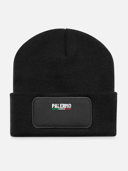 Palermo Italien Flagge - Recycelte Patch Beanie - Schwarz