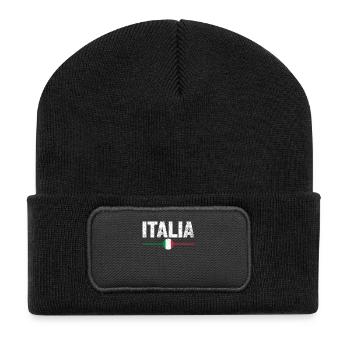 Italien Flagge Italienisch - Recycelte Patch Beanie - Schwarz - Vorne