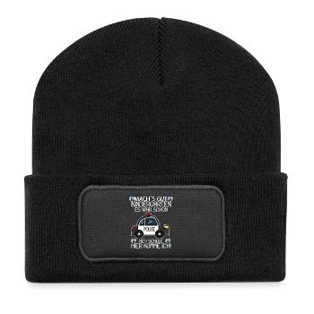 Einschulung Polizei Jungen Schulkind Geschenk - Recycelte Patch Beanie - Schwarz - Vorne