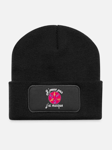 j'peux pas j'ai musique - Beanie recyclé à patch - noir