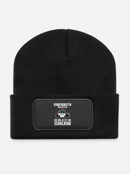 Einschulung Polizei Jungen Schulkind Geschenk - Recycelte Patch Beanie - Schwarz